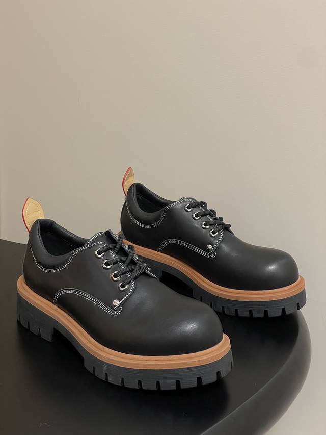 25Ss New Early Fall Louis Vuiteeon LV Bubble Lace-Up Shoes, Men's Thick-Sole Lea