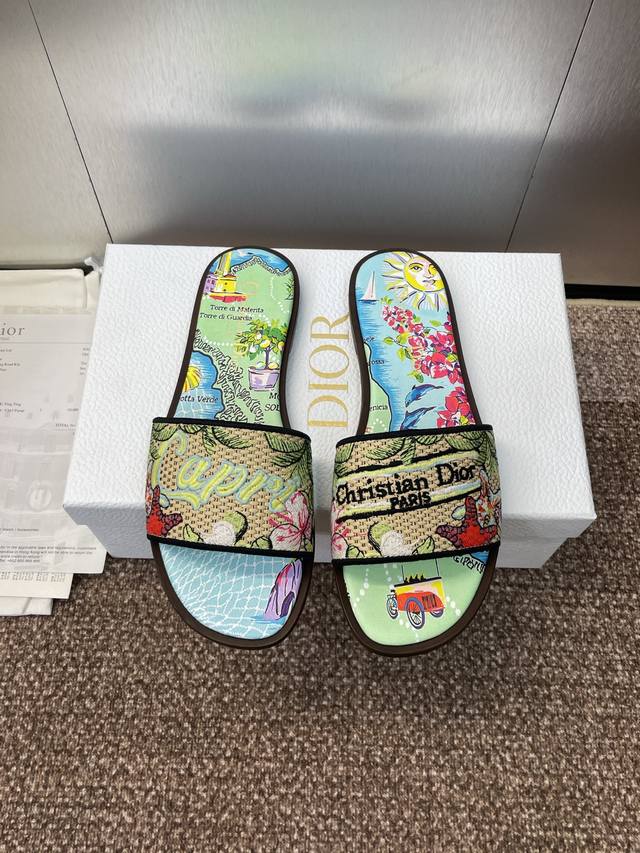 Dior 2025 Spring/Summer new Dway flat flip flops in jelly colors for women, feat