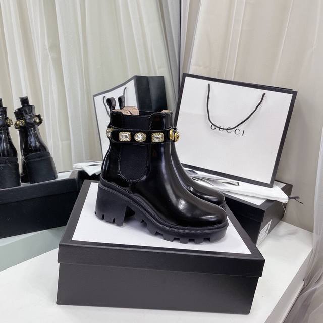 Factory p price Gucci Gucci official website classic style, lace-up short boots