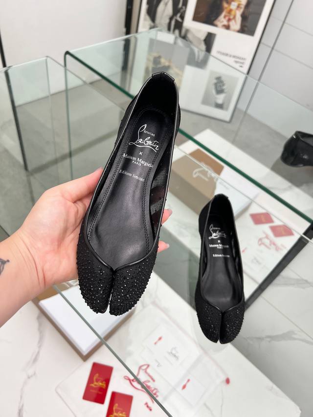 Maison Margiela & Christian Louboutin Collaboration: Red-Sole Split-Toe Flats. M