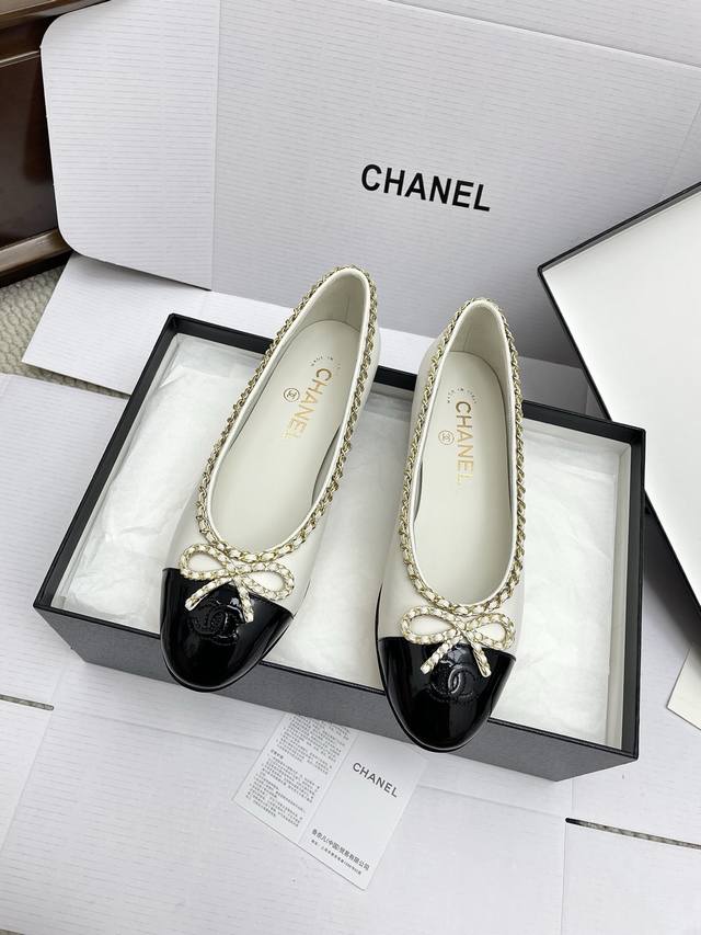 Airplane Box 10 Shopping-level Chanel 25Ss new summer chain bow single shoes .