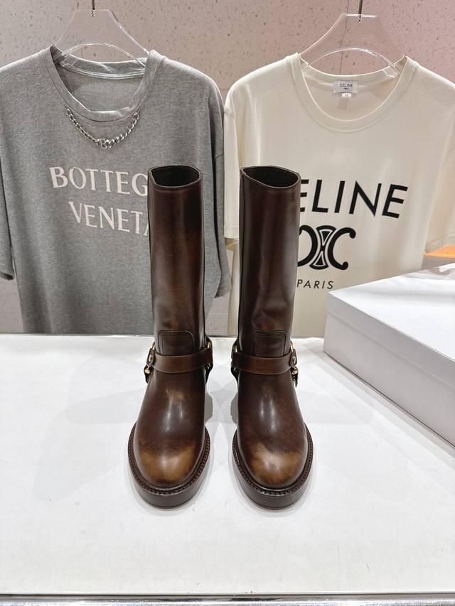 High-end factory edition Chloe F039 25Ss new autumn/winter vintage motorcycle b