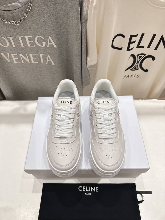 High version factory thick sole Celine* Celine 2025Ss new logo lace-up thick-so