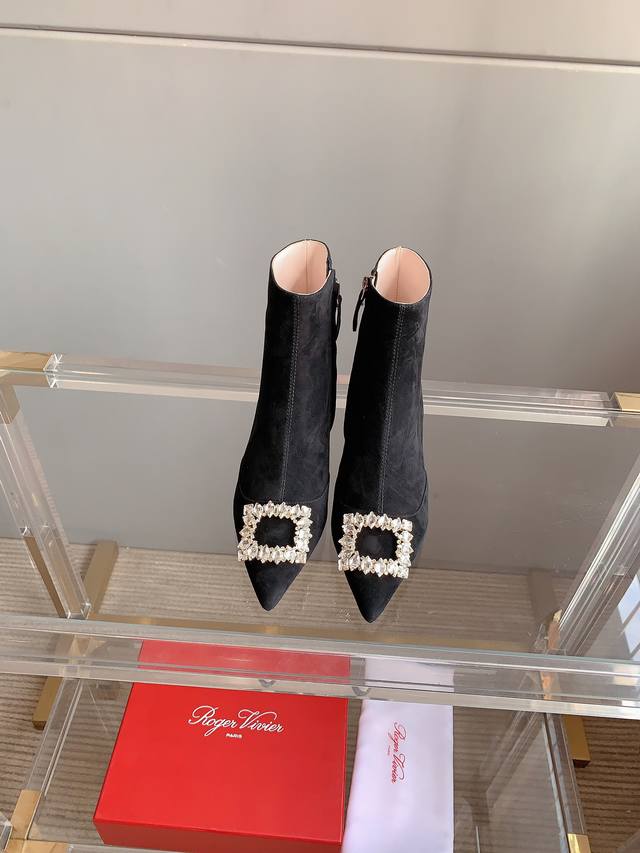 Factory price pp Roger Vivie* new diamond buckle high heeled ankle boots origin