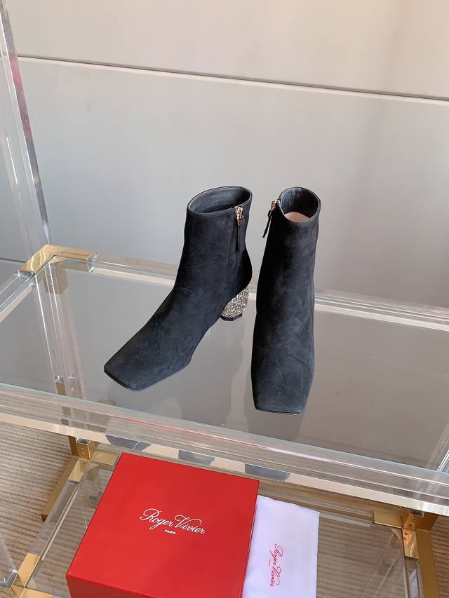 Factory price pp Roger Vivie's newest rhinestone heel ankle boots are elegant a