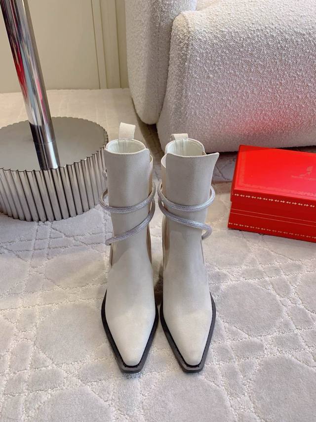 Factory price pp Ren* Caovill* classic rhinestone snake-shaped high-heeled ankl