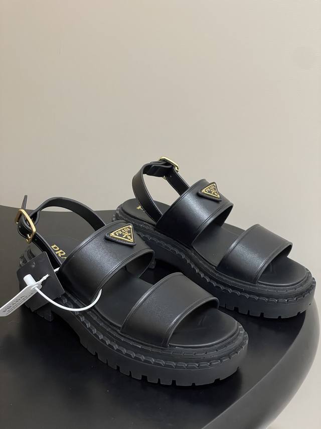 25Fw New Spring/Summer Prada Roman Fisherman Sandals, Retro-Sawtooth Thick-Sole