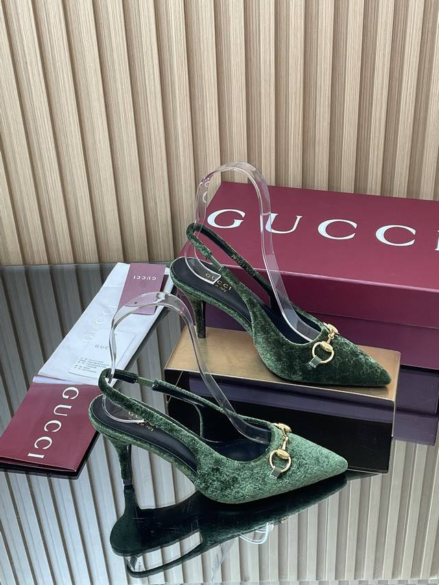 2025 Early Fall Gucci Gucci Horsebit Strapless Stiletto High-Heel Pointed-Toe Sa