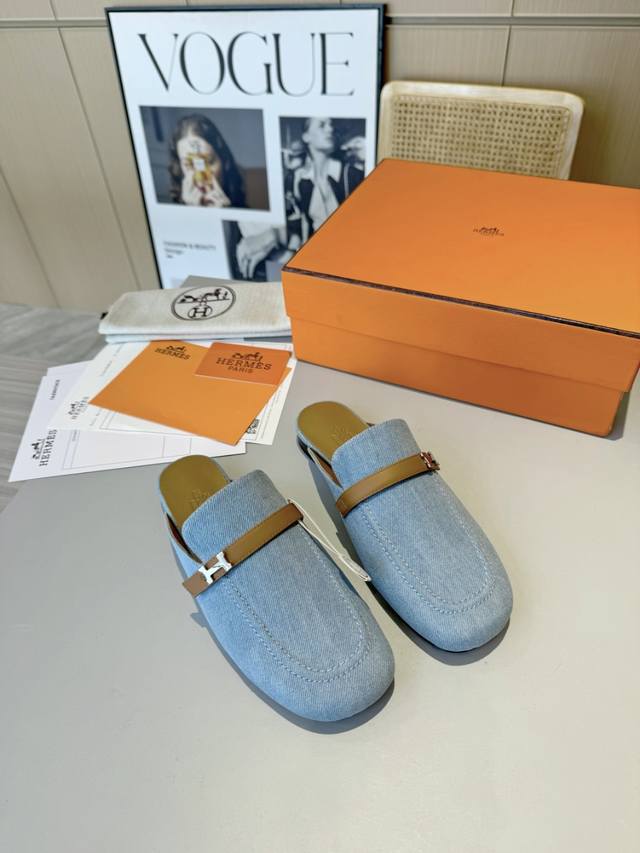 Hermes 24 Spring H's latest launch of closed-toe mule slippers, very trendy, ve