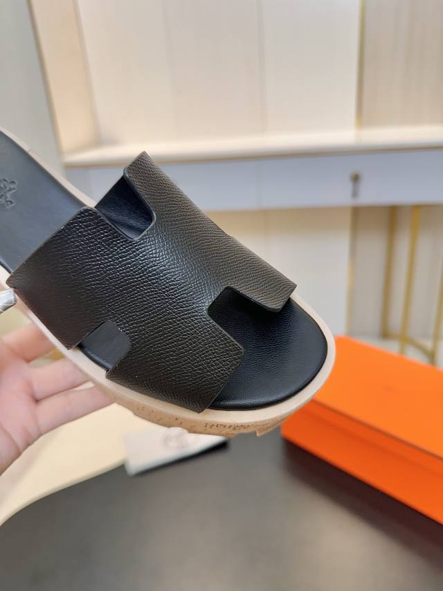 Hermes counter new textured sandals series Upper: original cowhide Lining: impo