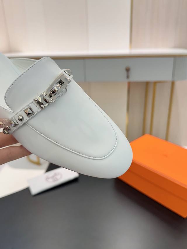 Hermes... Flat slippers 2025 new products + hot-selling series Genuine leather