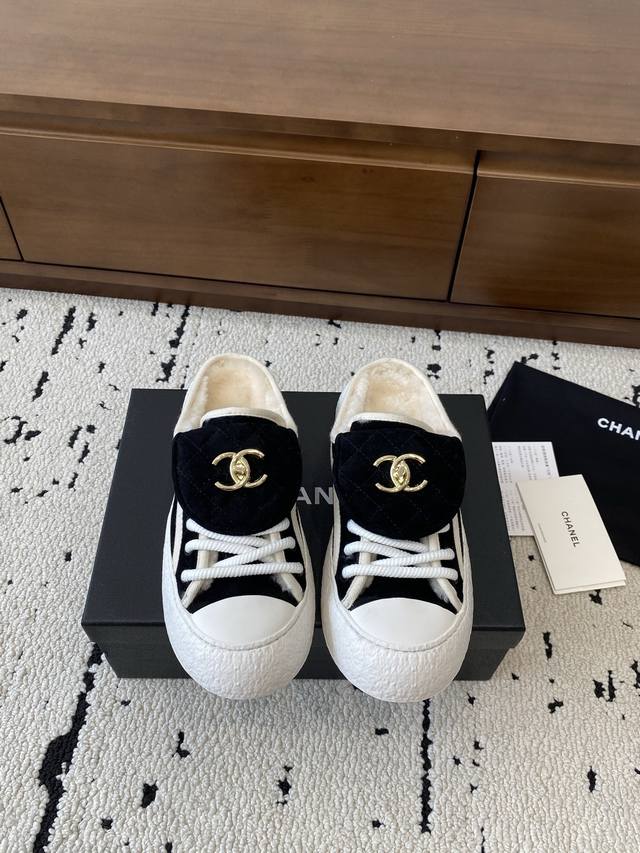 2025 Fall/Winter New Chanel* Backpack Buckle Casual Shoes, Imported Cashmere Sur