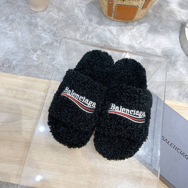 Men's +10 Balenciaga Paris family autumn and winter fashion wool slippers Lette