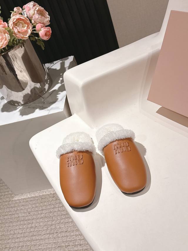 Factory price p Miumiu25 autumn and winter new imported wool slippers Simple sh