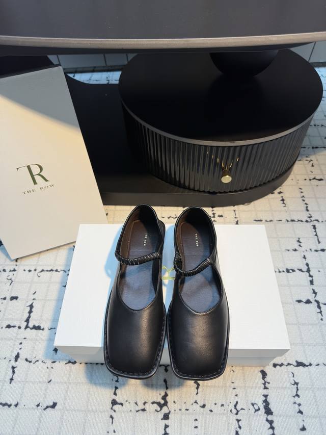 The Row 25Ss square-toed T-strap flat-soled Mary Janes . Two pairs of golden be