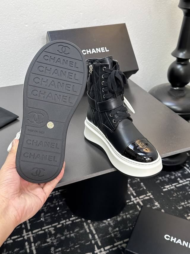 Chanel 2025S autumn and winter series thick-soled bow rabbit ear high boots, lon