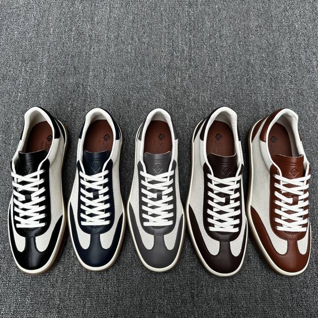 Loro Piana's new grey woven leather tennis shoe features an ultra-low-top design