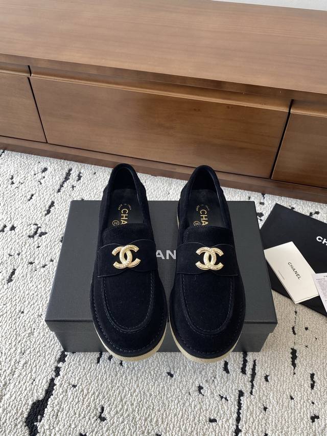High-top version 2025 Fall/Winter new Chanel imported hardware buckle loafers,
