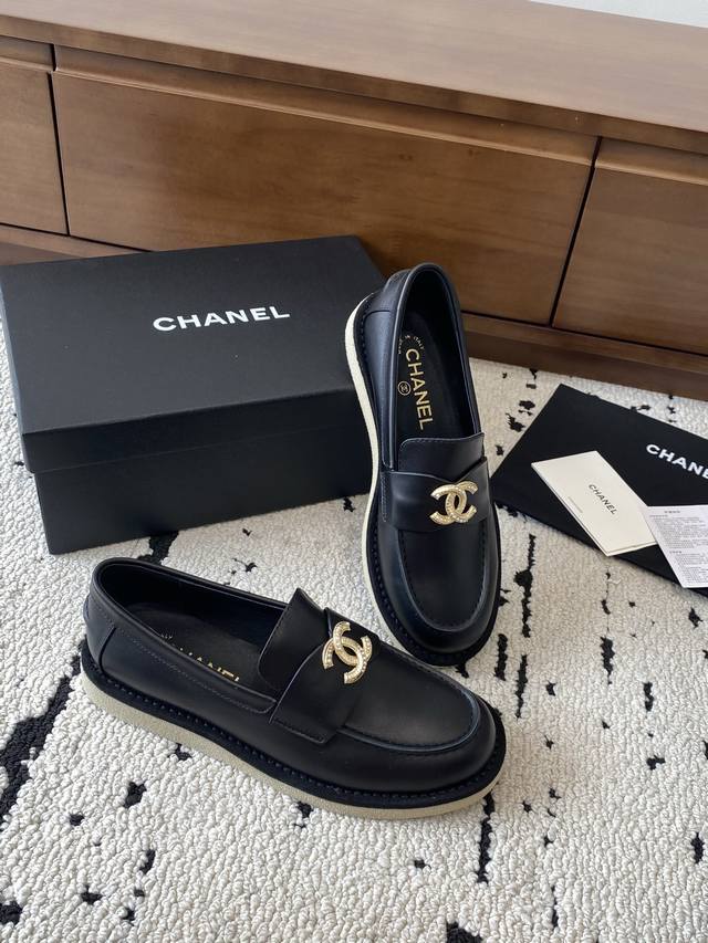 High-top version 2025 Fall/Winter new Chanel imported hardware buckle loafers,