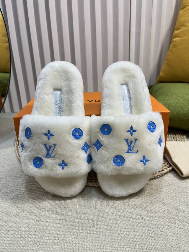 Top version Louis Vuitton Donkey 24 Autumn hot-selling wool slippers fully upgra