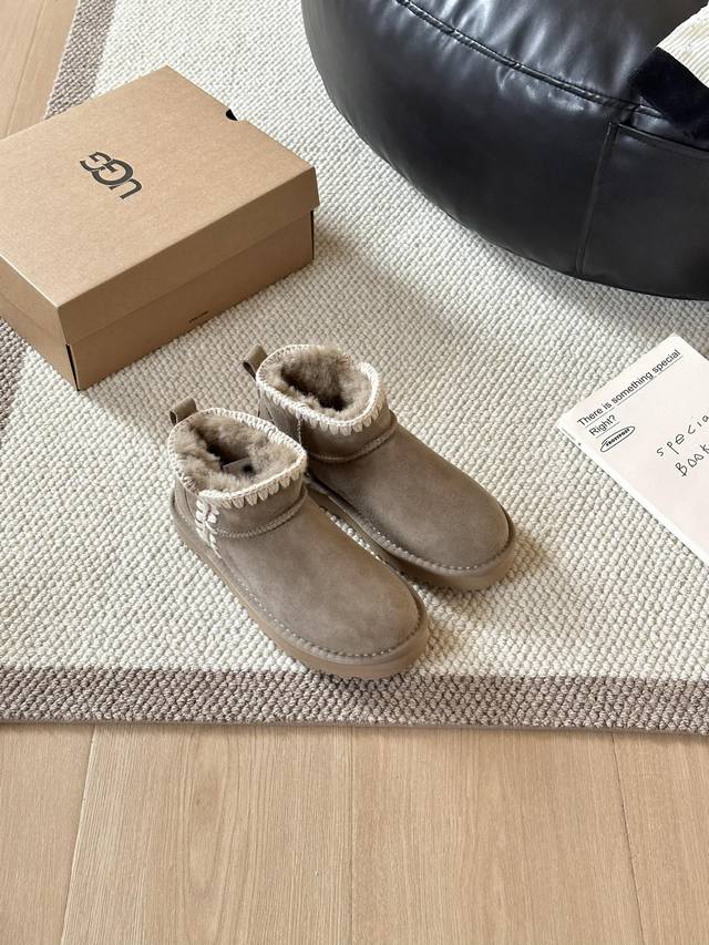 Ugg mini wool knitted A-grade sheepskin fur + hand-woven wool Soft light wing hi
