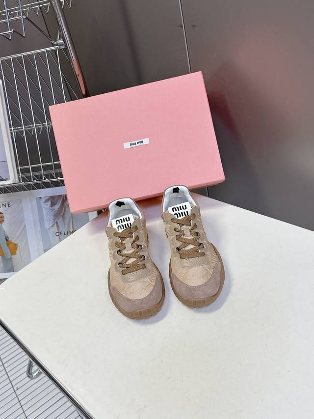 Miumiu Spring/Summer runway-inspired biscuit shoes, Forrest Gump shoes, and casu