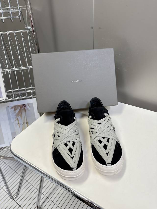 Men's 10 Rickowens Crazy Lace-Up Shoes, Suede Black, the "King of Shoes" of the