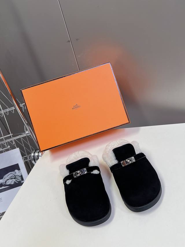 Hermes' latest autumn and winter Kelly buckle Birkenstock slippers Super versat