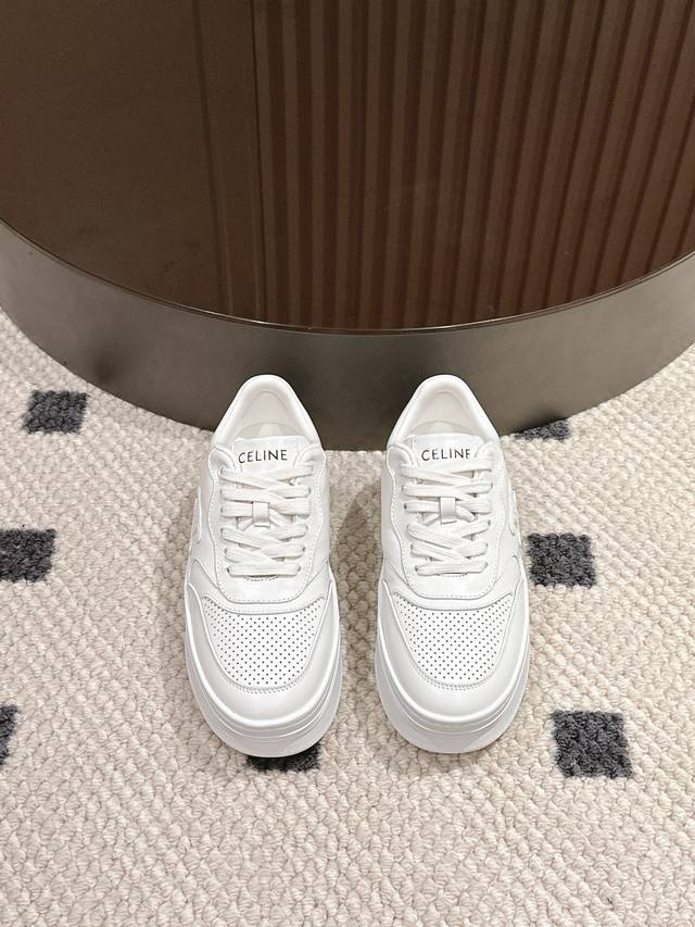 p. Sizes 35-40, 41 made to order. Celine's new 2025 thick-soled 5cm classic whit