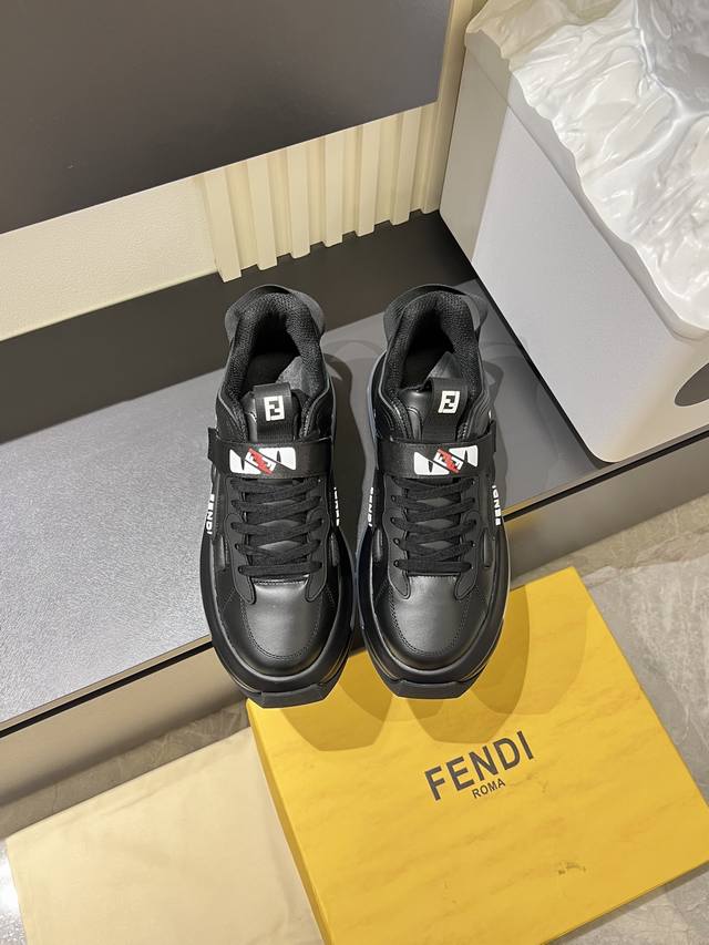 Fend* New Fendi men's low-top platform sneaker with slip-on design, elastic band
