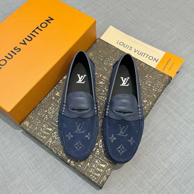 Ouis *Vuitto* men's loafers, top-tier nubuck leather with black denim lining and