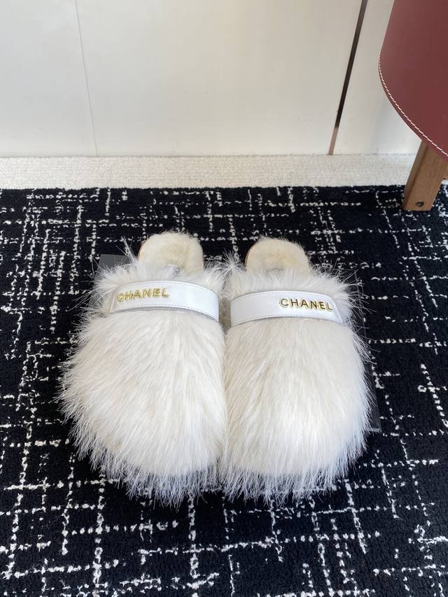 Shopping agent-level Chanel classic four-season double C fur slippers These fur