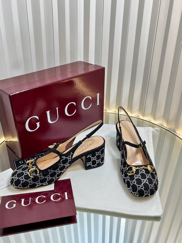 Gucci Women's Double G Rhinestone Horsebit Strappy Sandals. This shallow-cut san