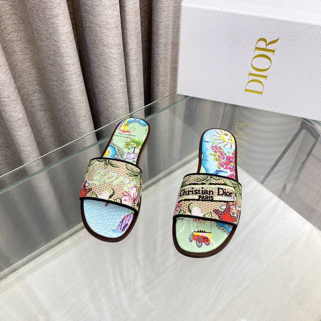 Dior 2025 Spring/Summer New Style Dway Flat Flip Flops in Jelly Color for Women