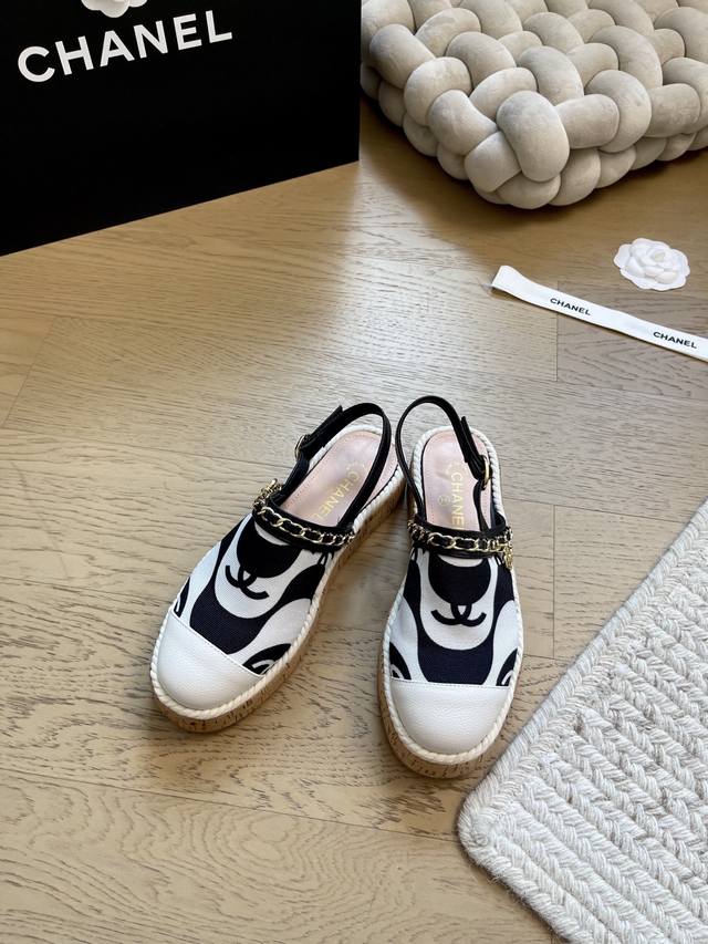 Chanel's new thick-soled wood-grain half-slip series! Premium version! Pre-sale