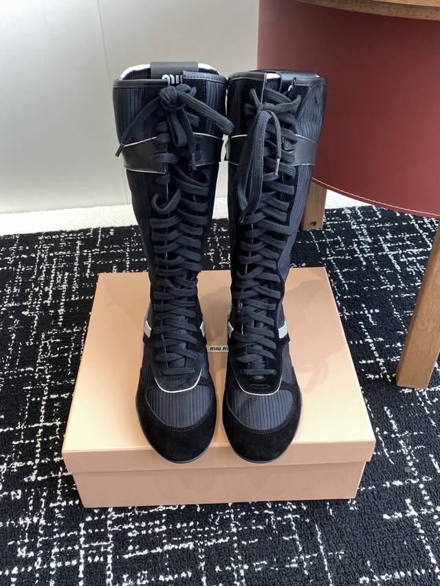 Short 360 Long Miu Miu 25Ss Spring/Summer New Catwalk Miumiu Dexun Boxing Boots