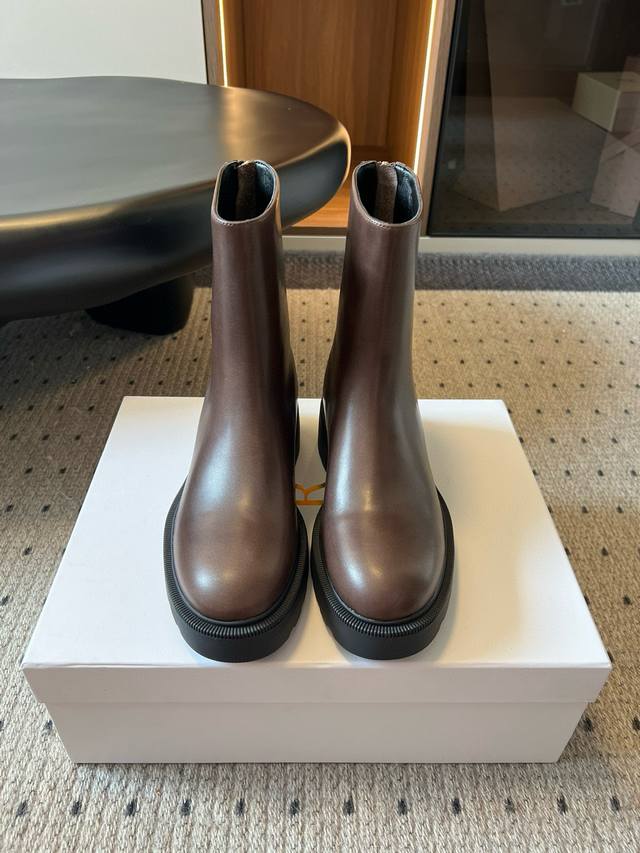 High-quality The Row genuine leather French retro square-toed, minimalist, vers