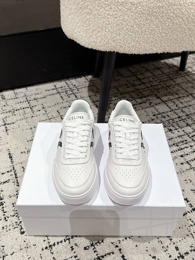 Premium Edition Celine 25 latest Block series lace-up casual sneakers Triomphe l