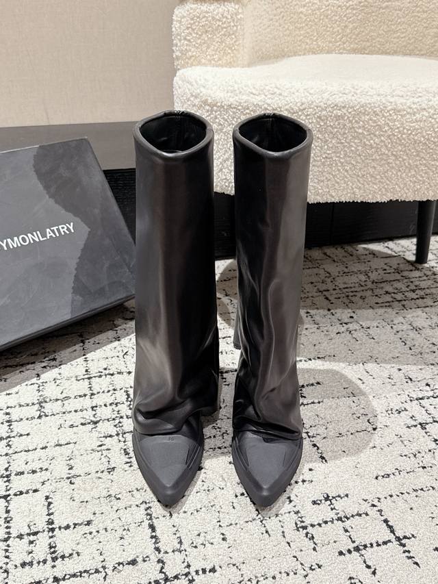 Dymonlatry 25 Niche designer's new mid-heel pointed toe short boots easily lengt