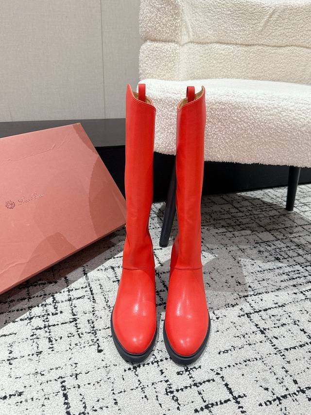 490 Loro piana LS new autumn and winter Lupo straight boots, a slip-on mid-calf