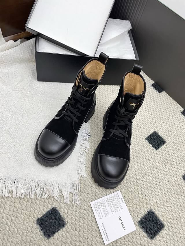 Chanel 25Ss early autumn counter new height-increasing thick-soled Martin bootsa