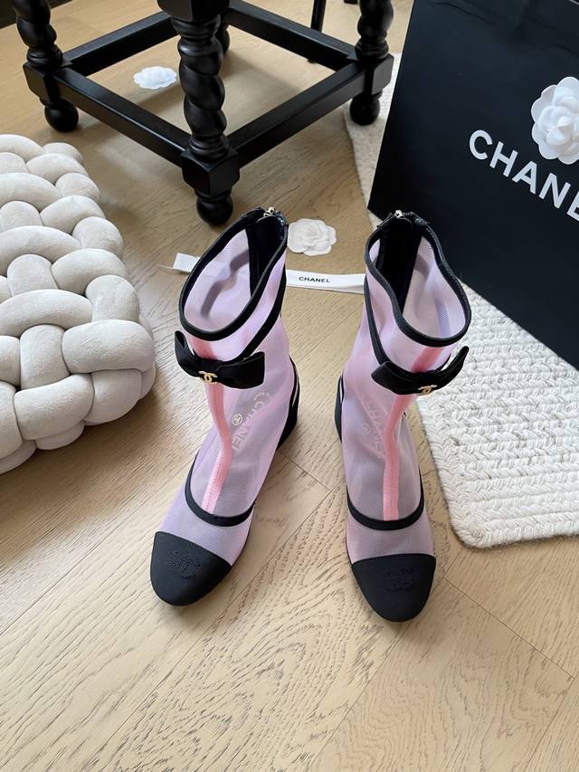 Chanel 25B new bow mesh ankle boots Top version! First release from the popular