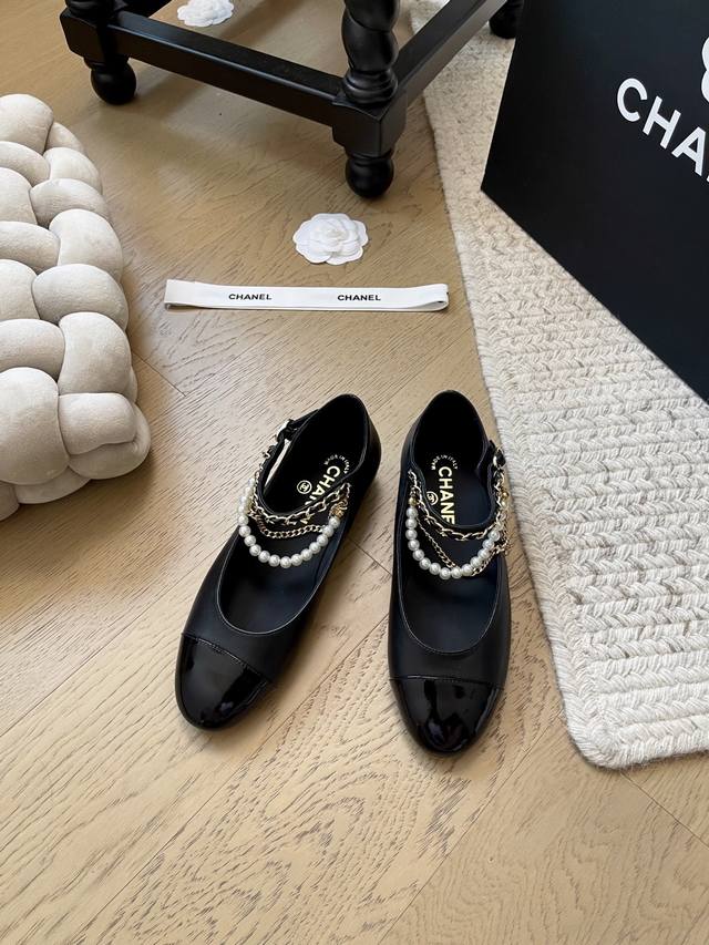 Chanel 25B new Mary Jane pearl single shoes top version! First sale 3D embroide