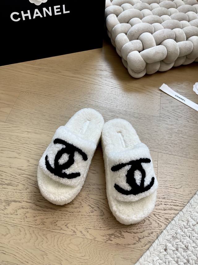 Chanel 25K autumn and winter new thick-soled wool slippers top version! First sa