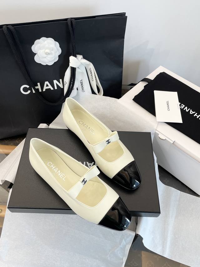 Made in Dongguan* Chanel small square toe bow color-blocked Mary Jane shoesTop p