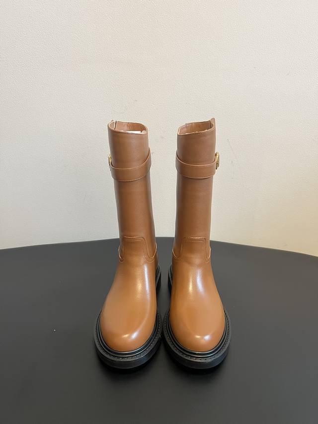 Top-quality product Celin* Celine 25Ss new autumn/winter retro flat high boots C