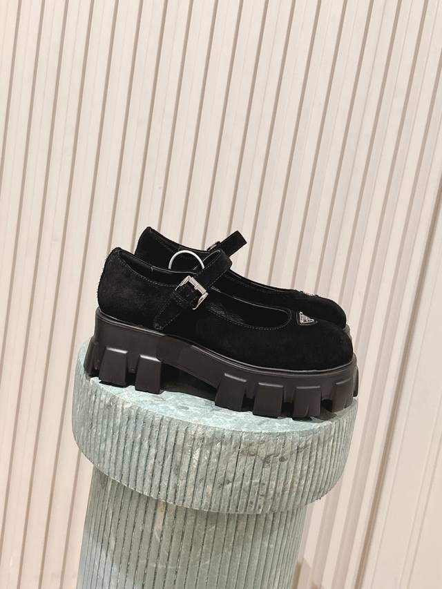 Top-tier version: :prad* Prada 25Ss new thick-soled Mary Jane shoes . Retro, f