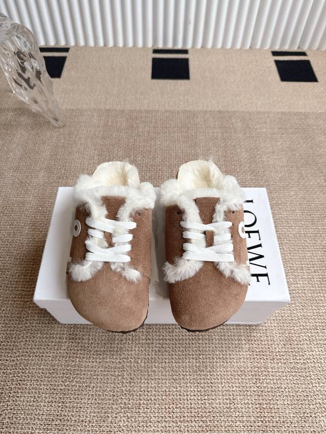 Loewe X Birkenstock Furry Shoes Birkenstock leather suede double-buckle fashiona