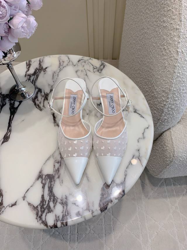 Factory price p Jimmy Cho* new mesh embroidered slingback high heels classic an