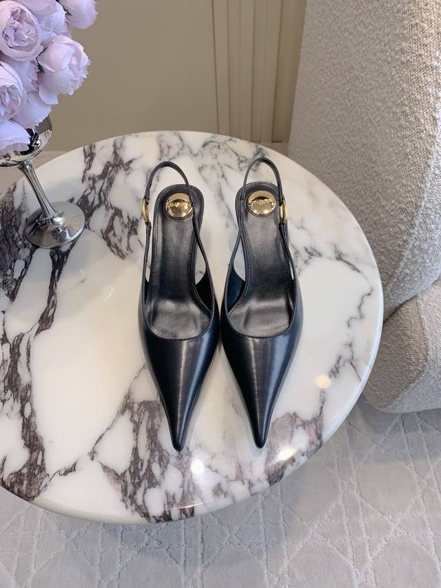 Factory price p Saint Lauren* Ysl Yang Shulin new kitten heel pointed toe sling